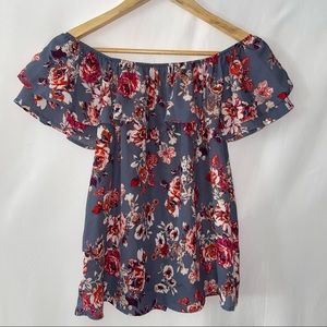 Xhilaration Multicolor Flutter Short Sleeve Blouse